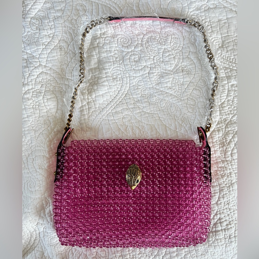 Kurt Geiger pink beaded Kensington bag